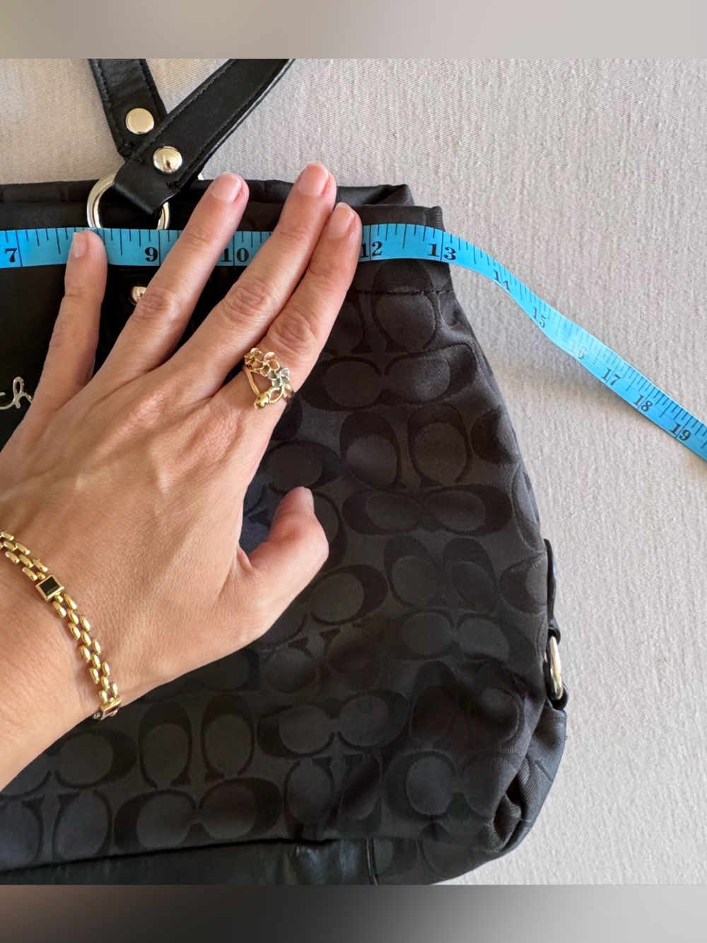 Y2K Coach Black Signature Tote with Logo Jacquard - Picture 11 of 13